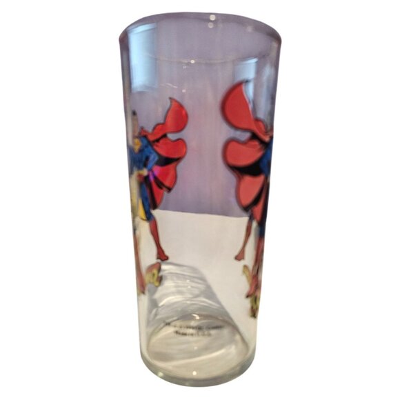 Superman DC Comics Glass 1999 Vintage 6" Clear Collector Drinking Cup Superhero - Picture 2 of 8